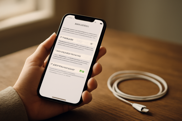 Seseorang memeriksa status kesehatan baterai HP melalui menu pengaturan di layar ponsel